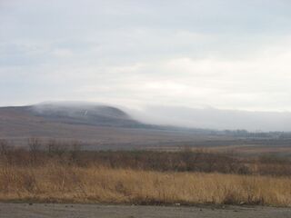 Орієнтовно кінець жовтня 2008 року. Летійський туман натикається на курган Попова (246 м)